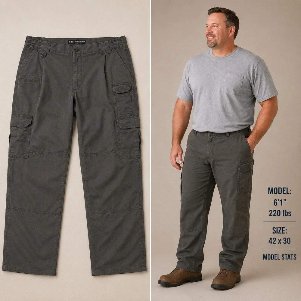5.11 Tactical Series Mens Cargo Pants 42x30 Olive Green Ripstop Work Trousers